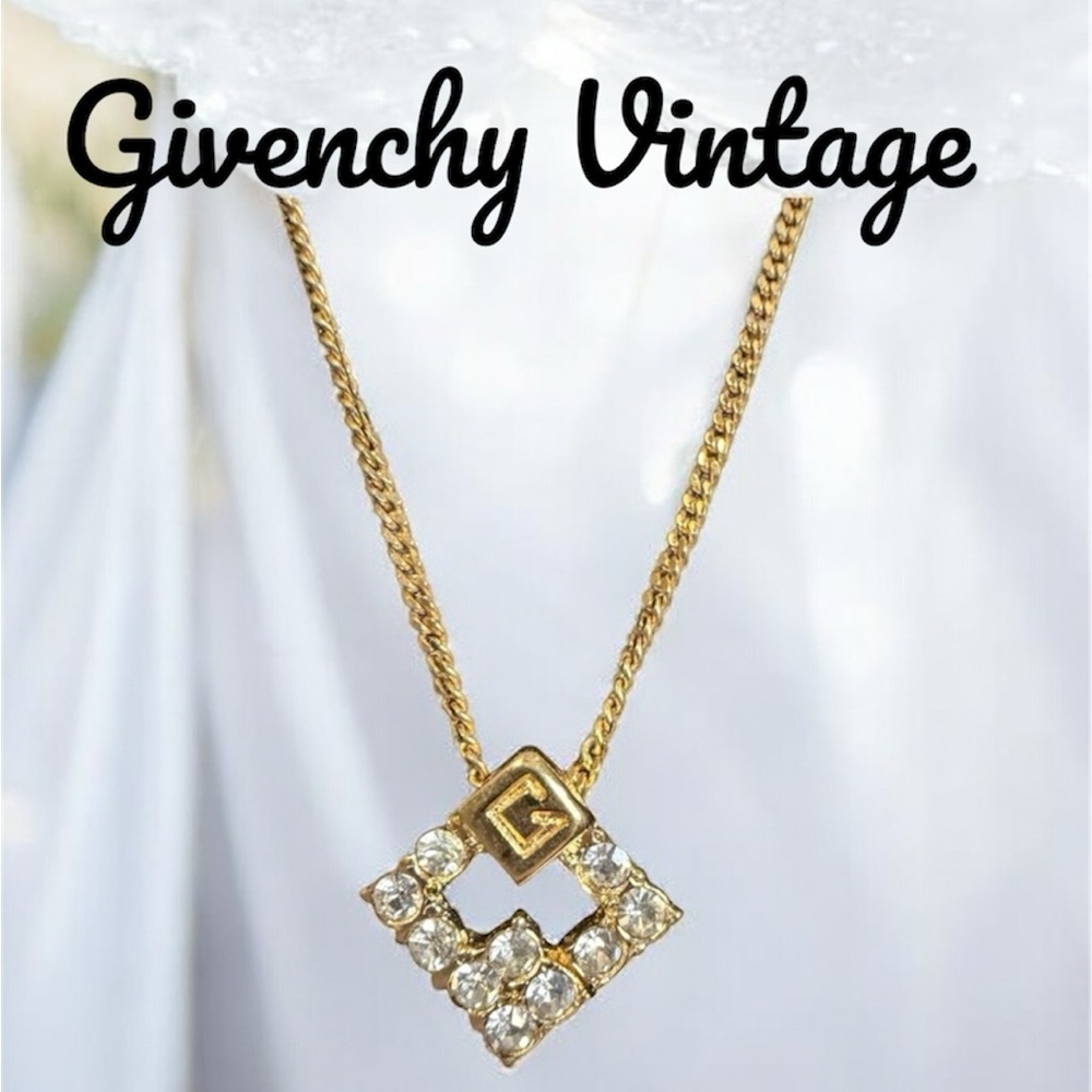 Givenchy Interlocking “G” Gold Tone Square Logo Necklace